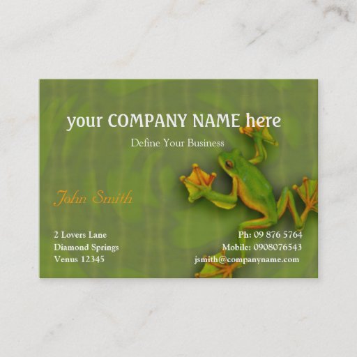 Customizable Green Frog Business Card