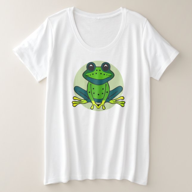Green Frog Cartoon-74742 Plus Size T-Shirt (Design Front)