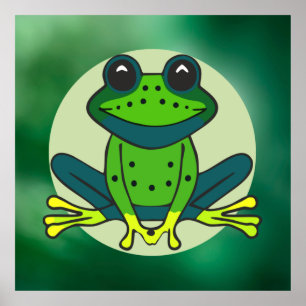 Green Frog Cartoon-74742 Poster