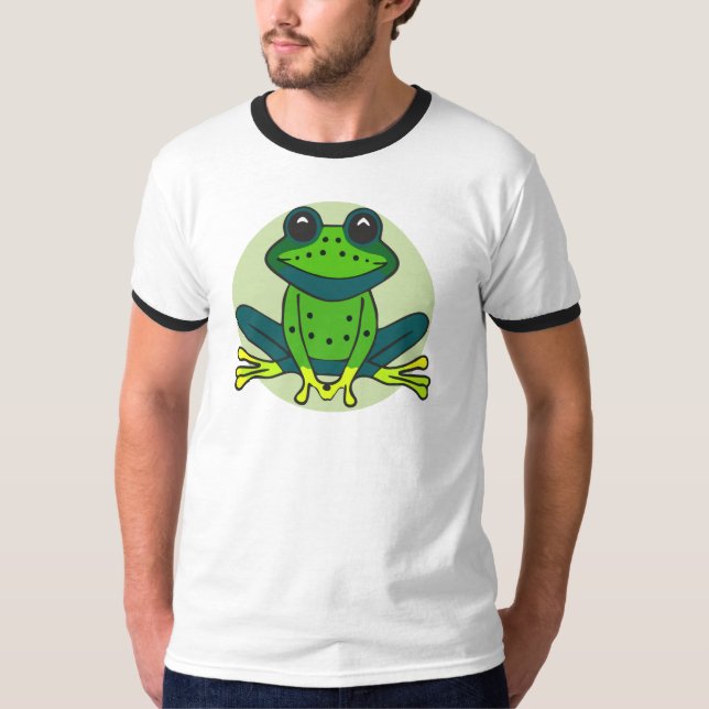 Green Frog Cartoon-74742 T-Shirt (Front)