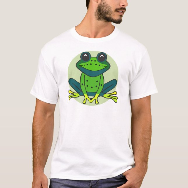 Green Frog Cartoon-74742 T-Shirt (Front)