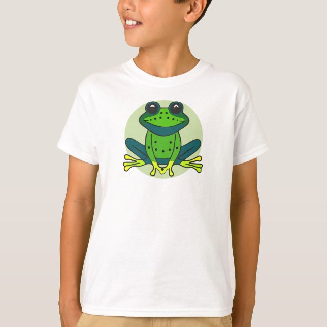 Green Frog Cartoon-74742 T-Shirt (Front)