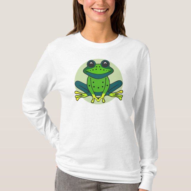 Green Frog Cartoon-74742 T-Shirt (Front)
