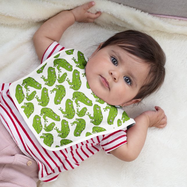 Green Frog Cartoon Baby Bib (green frog kid, infant, newborn baby food safety bib, neck bib, dress dirty free baby bib)