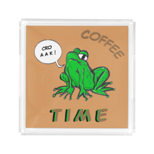 Green Frog Cartoon Coffee Time Serving Tray