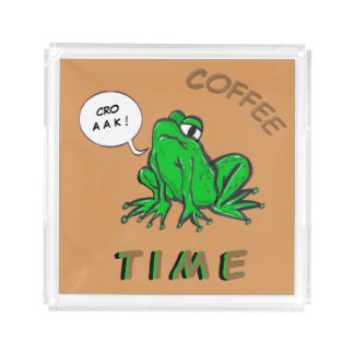 Green Frog Cartoon Coffee Time Serving Tray