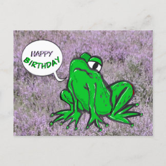 Green Frog Cartoon Cust. Happy Birthday Postcard