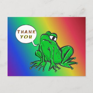 Green Frog Cartoon THANK YOU Postcard