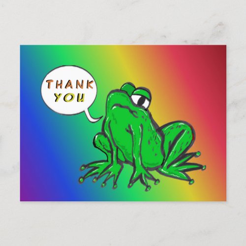 Green Frog Cartoon THANK YOU Postcard