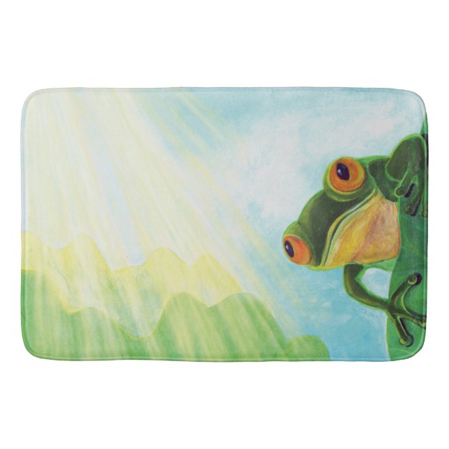 Green Frog catching some rays  Bath Mat (Front)