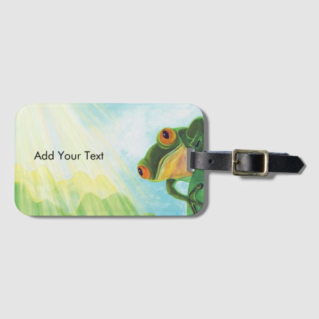 Green Frog catching some rays   Luggage Tag (Front Horizontal)