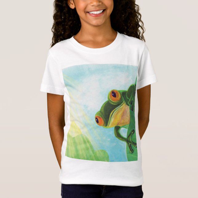 Green Frog catching sunrays   T-Shirt (Front)