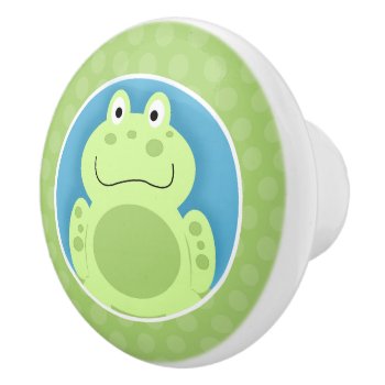 Green Frog Cute Kids Nursery Ceramic Knob by allpetscherished at Zazzle