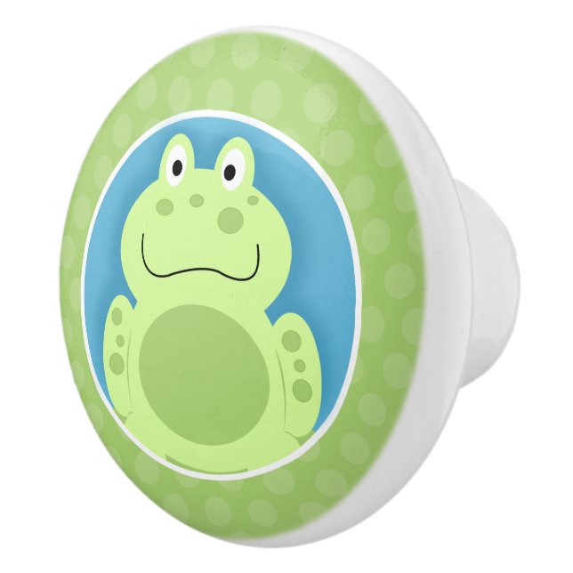 Green Frog Cute Kids Nursery Ceramic Knob (Right)