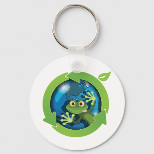 Green Frog Earth Keychain