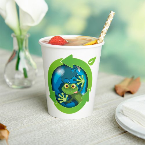 Green Frog Earth Paper Cups