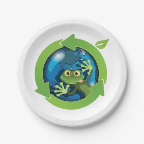 Green Frog Earth Paper Plates