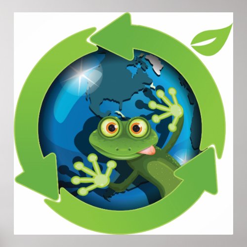 Green Frog Earth Poster