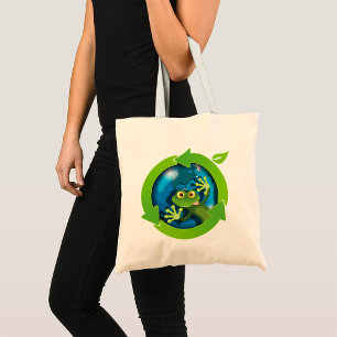 Green Frog Earth Tote Bag