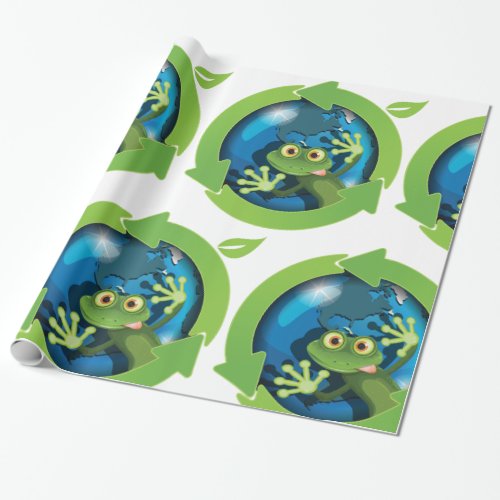 Green Frog Earth Wrapping Paper