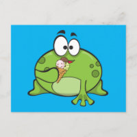 Green Frog Eating Ice Cream Cone 