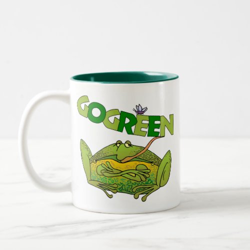 Green Frog Ecology Gift Two_Tone Coffee Mug