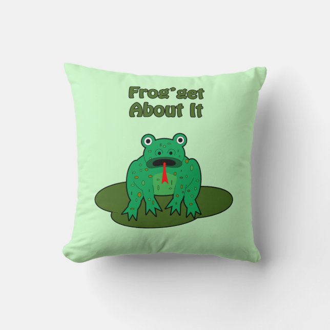 Green Frog - Frog Get About It Throw Pillow (Front)