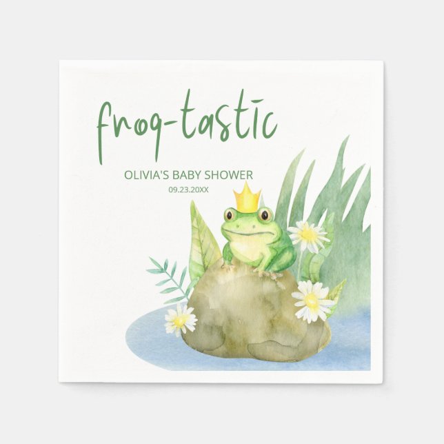 Green Frog Frog-tastic Baby Shower Napkins (Front)