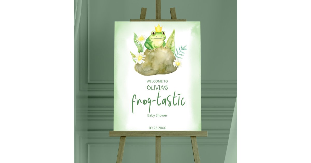 Green Frog Frog-tastic Baby Shower Welcome Foam Board | Zazzle