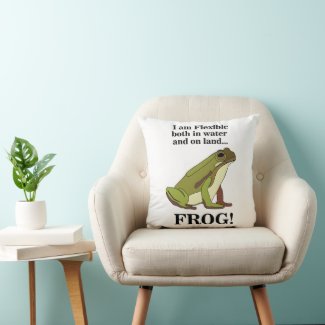 Green Frog Funny Throw Pillow