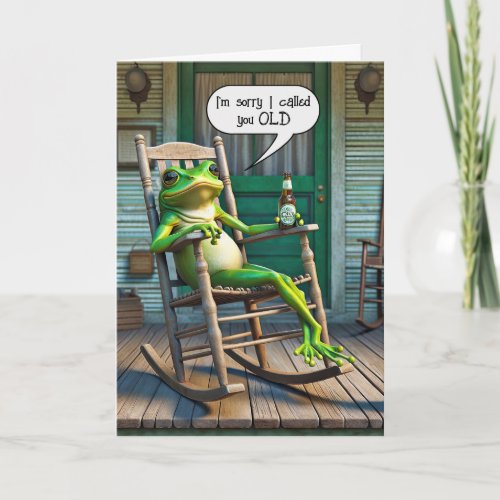 Green Frog Getting Old Birthday Humor Card