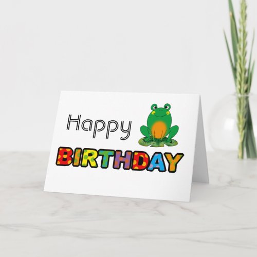 Green frog happy card