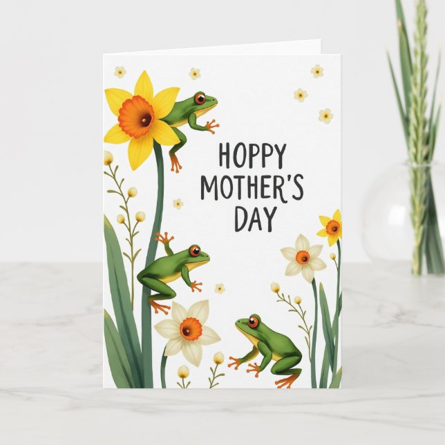 Green Frog Hoppy Mothers Day Card (Front)