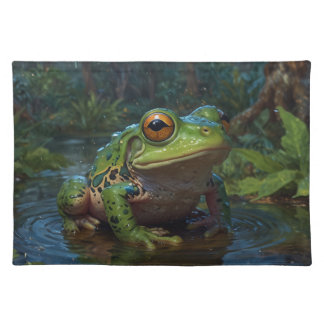Green Frog in a Pond Cloth Placemat