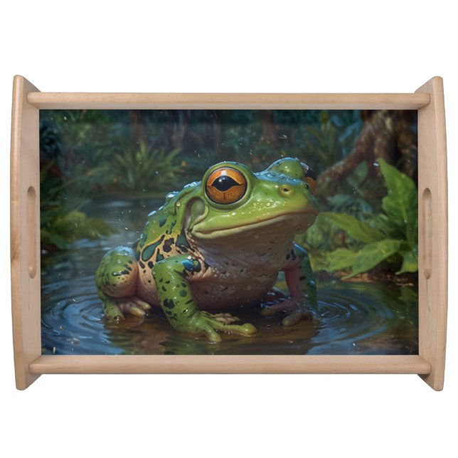 Green Frog in a Pond Serving Tray (Front)