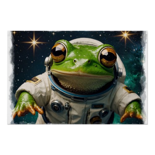 Green Frog in Space Poster