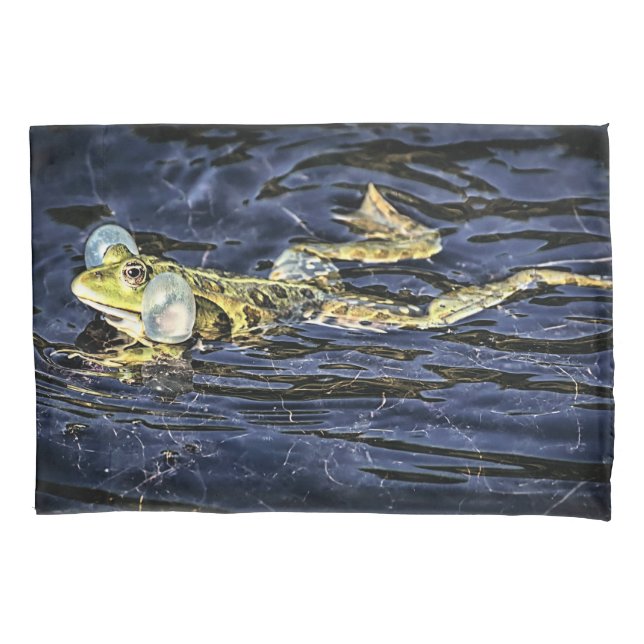 Green Frog in the Pond Pillow Case (Front)