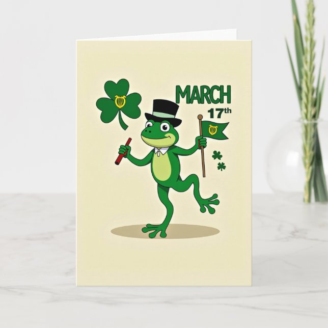 Green Frog Irish Harp Card (Front)