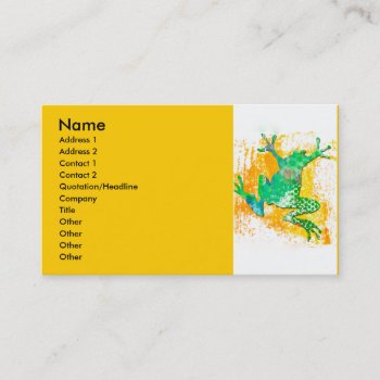 Green Frog Jumping Business Card by happytwitt at Zazzle