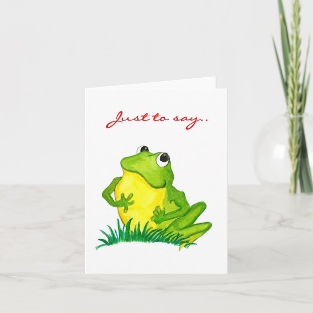 Green Frog 'Just to say' Notecard (Front)