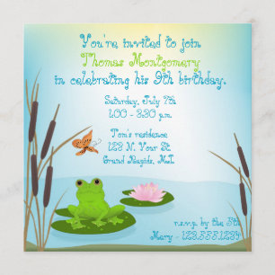 Green Frog Kid's Birthday Party Invitation