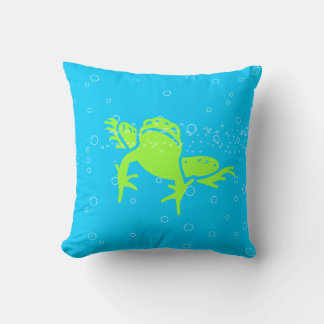 GREEN Frog kids blue pillow