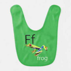 Green Frog Letter F Bib