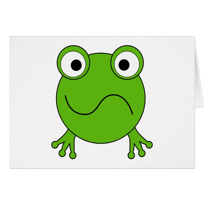 Green Frog. Looking confused. Cards