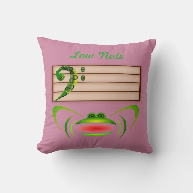 Green Frog Low Note  Throw Pillow (Front)
