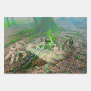 Green Frog Mossy Frog Wrapping Paper Sheets