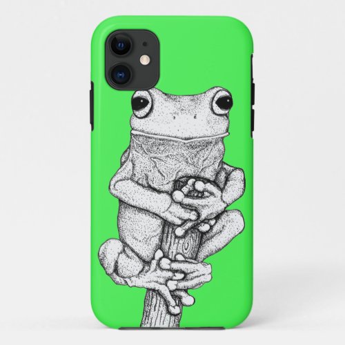Green Frog on a Case Art by Skye Ryan_Evans 