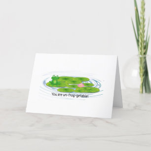 green frog on lily pad birthday card