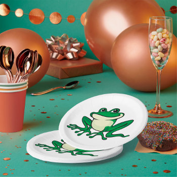 Green Frog Paper Plates by spudcreative at Zazzle