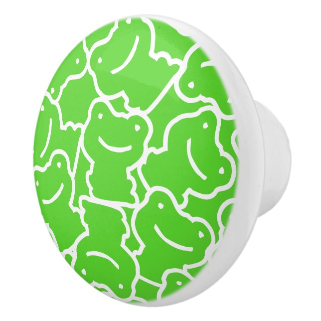 Green Frog Pattern Ceramic Knob (Right)